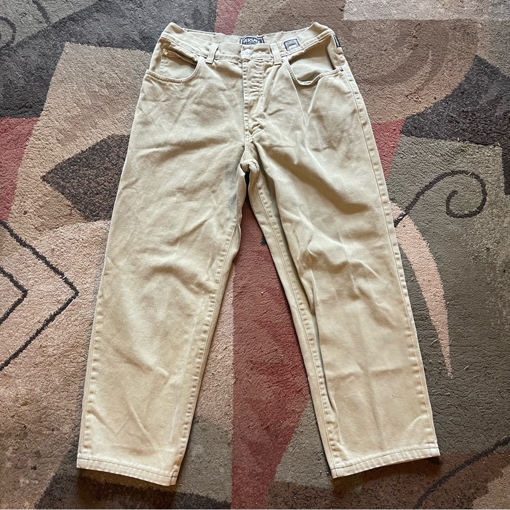 Vintage Versace Jeans Couture Light Olive Straight Cut Jeans 35x25